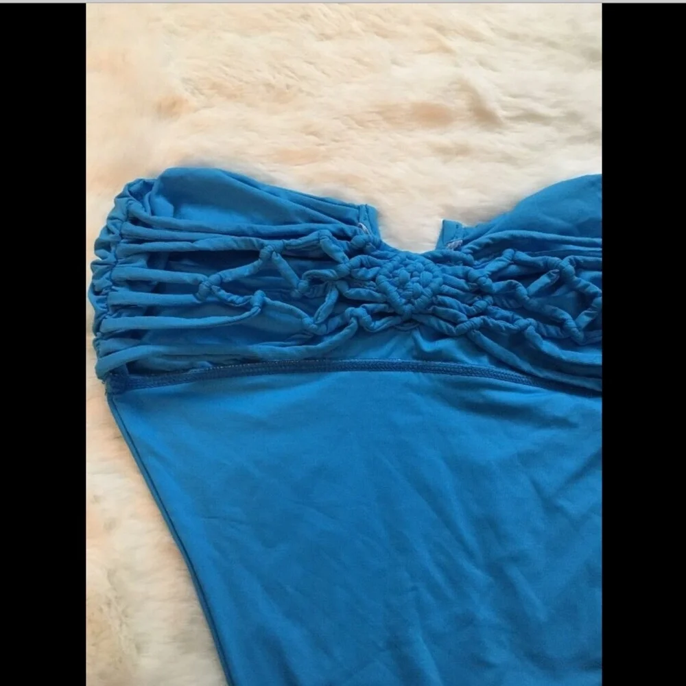EUC $180 Frankie's Bikinis Cali Cutout One-Piece Swimsuit Azure Blue [SZ L] #706
